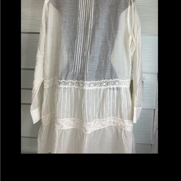 Soft Surroundings Sheer White Lace Blouse. 31 - Picture 3 of 4